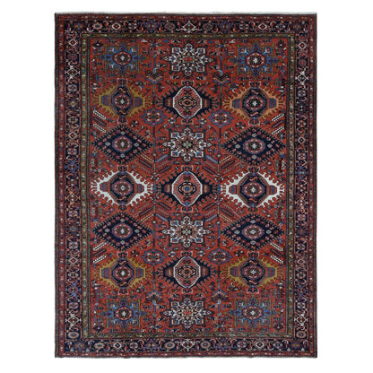 Heriz Wool Hand Knotted Rug Red Blue 8.0X10.7 -O087843