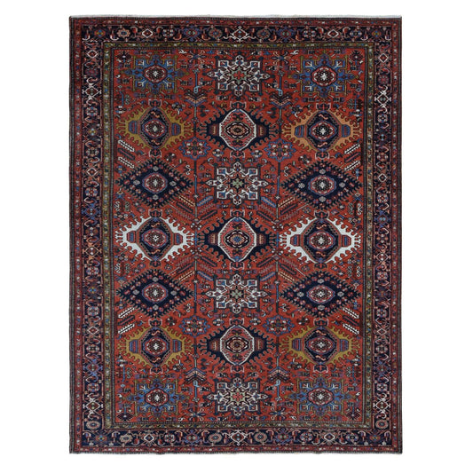 Heriz Wool Hand Knotted Rug Red Blue 8.0X10.7 -O087843