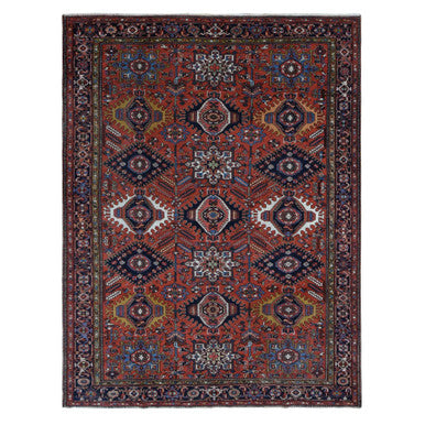 Heriz Wool Hand Knotted Rug Red Blue 8.0X10.7 -O087843