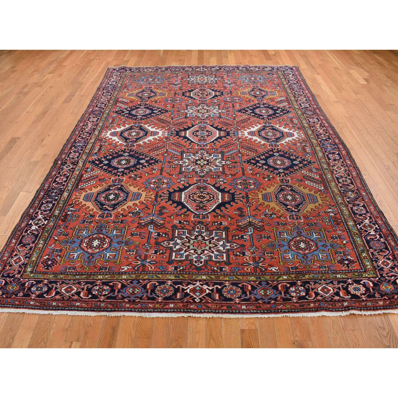 Red 8'0" x 10'7" Heriz Hand knotted Wool Rug - Sku: O087843