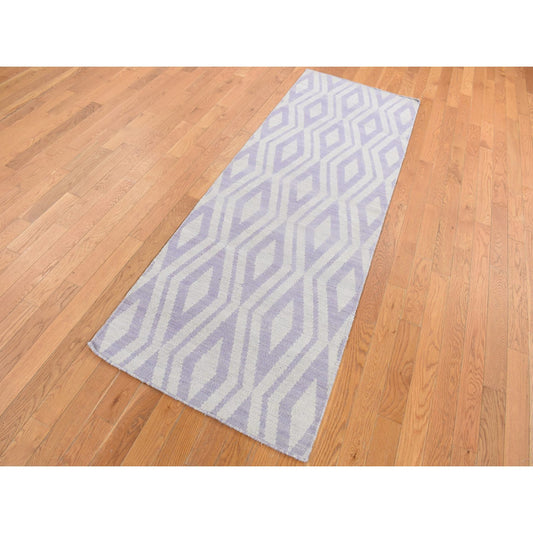Flat Weave Wool Hand Woven Rug Purple No Border 2.8X8.0 -O087844