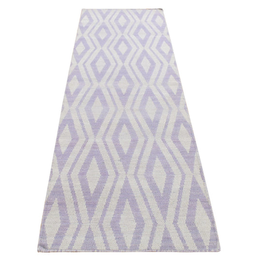 Flat Weave Wool Hand Woven Rug Purple No Border 2.8X8.0 -O087845