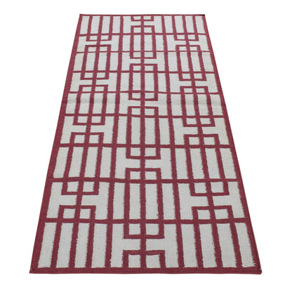 Flat Weave Wool Hand Woven Rug Red Red 2.5X6.1 -O087847
