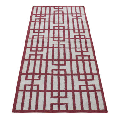 Flat Weave Wool Hand Woven Rug Red Red 2.5X6.1 -O087847