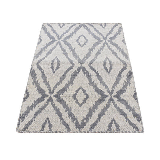 Flat Weave Wool Hand Woven Rug Grey No Border 2.0X3.3 -O087848