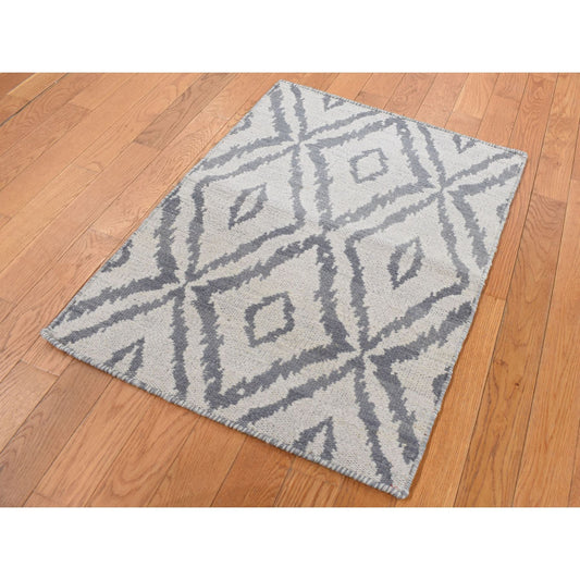Flat Weave Wool Hand Woven Rug Grey No Border 2.0X3.3 -O087848