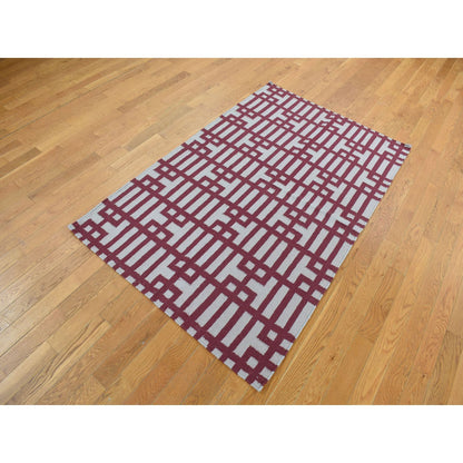 Flat Weave Wool Hand Woven Rug Red No Border 4.0X6.2 -O087854