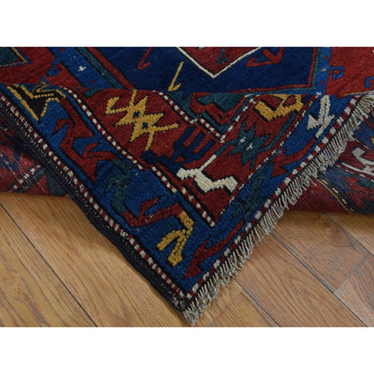 Tribal & Geometric Wool Hand Knotted Rug Red Blue 4.6X6.4 -O087856