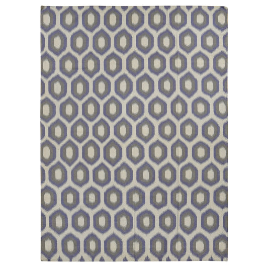 Flat Weave Wool Hand Woven Rug Blue No Border 8.10X12.2 -O087860