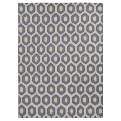 Flat Weave Wool Hand Woven Rug Blue No Border 8.10X12.2 -O087860