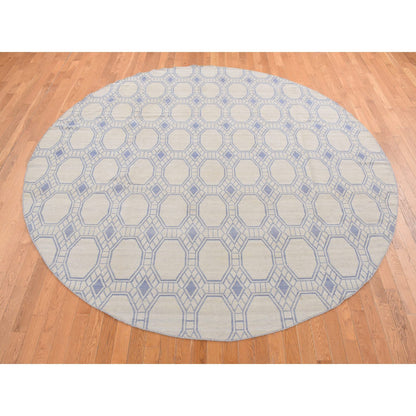 Flat Weave Wool Hand Woven Rug Ivory No Border 9.8X9.8 -O087862