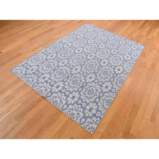 Flat Weave Wool Hand Woven Rug Purple No Border 5.3X7.5 -O087865