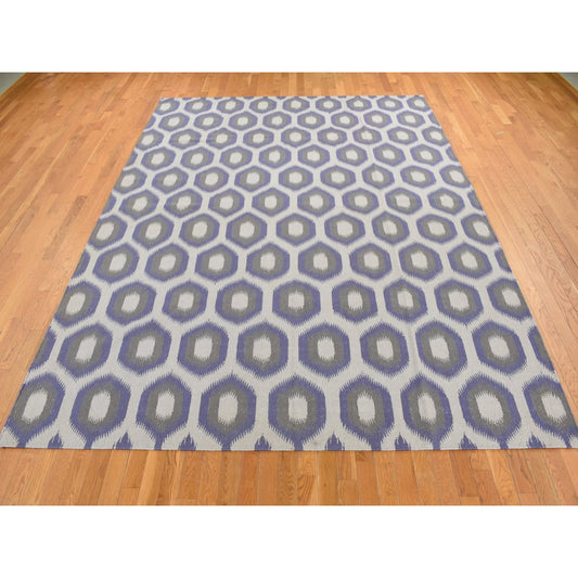 Flat Weave Wool Hand Woven Rug Purple None 8.10X12.2 -O087869