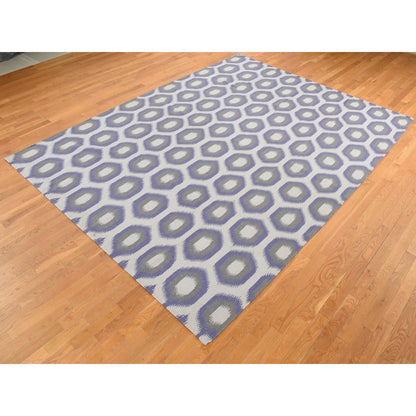 Flat Weave Wool Hand Woven Rug Purple None 8.10X12.2 -O087869