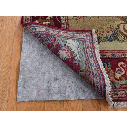 Antique Wool Hand Knotted Rug Ivory Red 4.7X6.7 -O087875