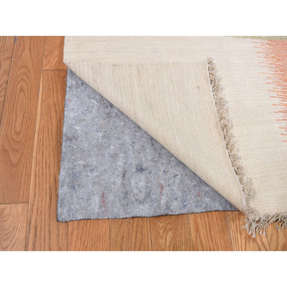 Flat Weave Wool Hand Woven Rug Ivory No Border 10.0X14.4 -O087877