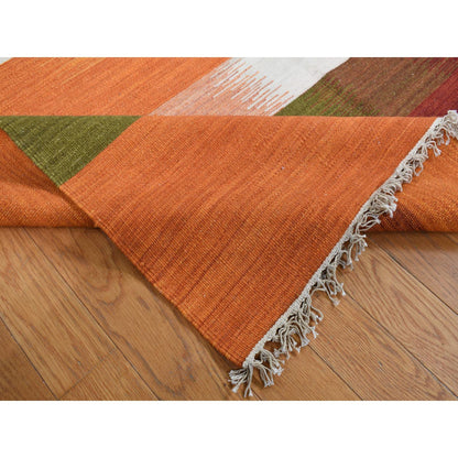 Flat Weave Wool Hand Woven Rug Ivory No Border 9.1X12.6 -O087878