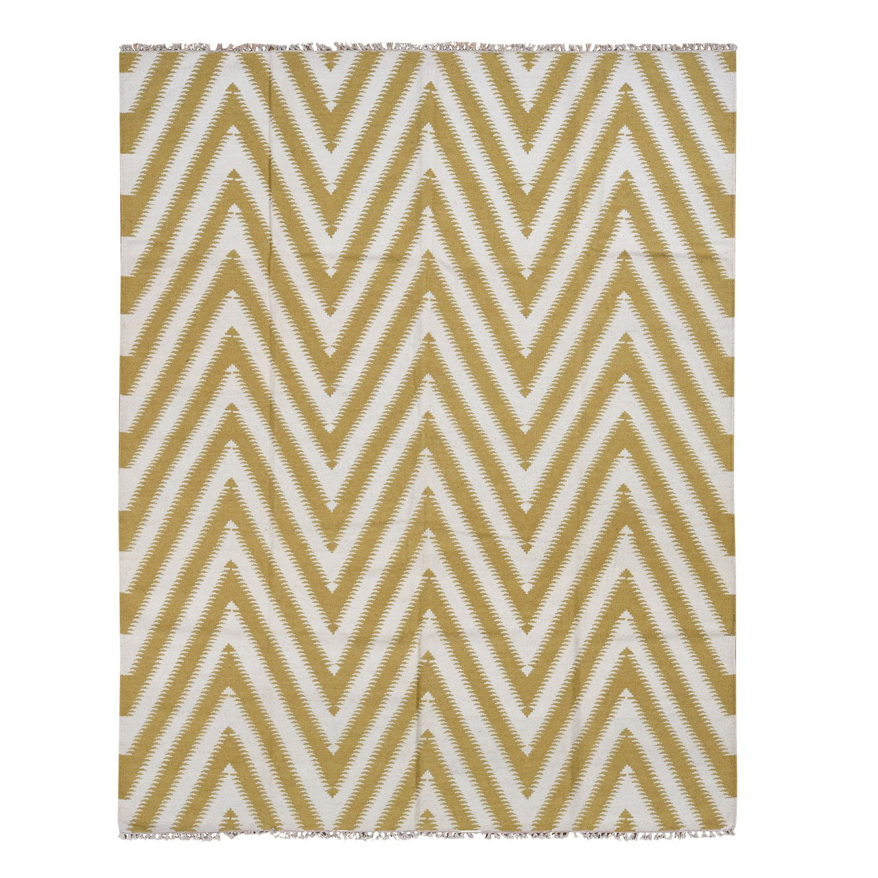Yellow 8'0" x 10'0" Flat Weave Hand woven Wool Rug -O087882