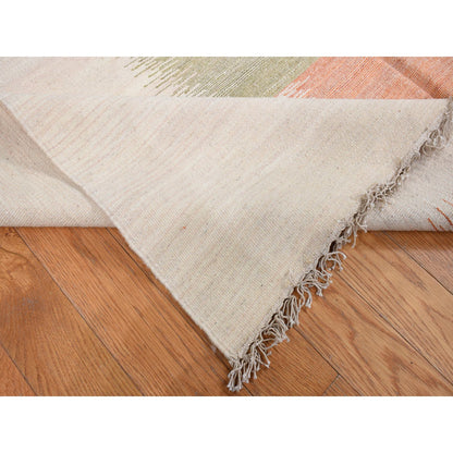 Flat Weave Wool Hand Woven Rug Ivory No Border 10.0X14.4 -O087884