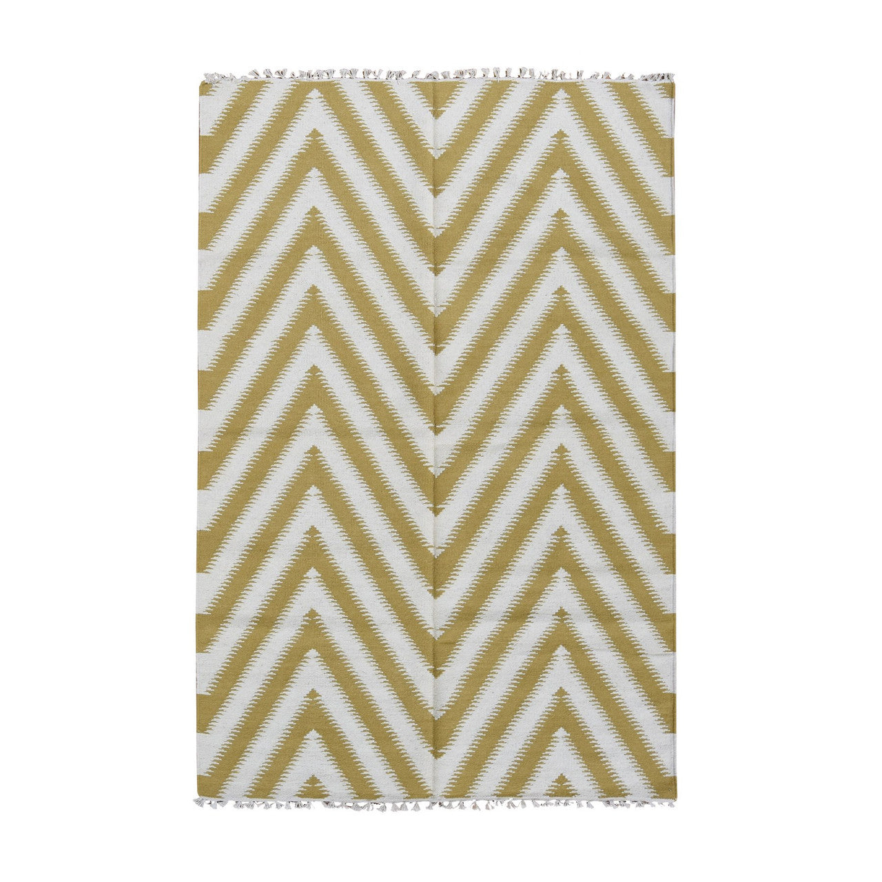 Yellow 5'0" x 8'0" Flat Weave Hand woven Wool Rug -O087887