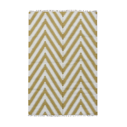 Flat Weave Wool Hand Woven Rug Yellow No Border 5.0X8.0 -O087887
