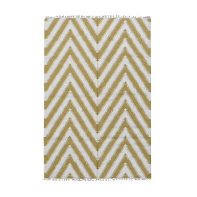 Flat Weave Wool Hand Woven Rug Yellow No Border 5.0X8.0 -O087887