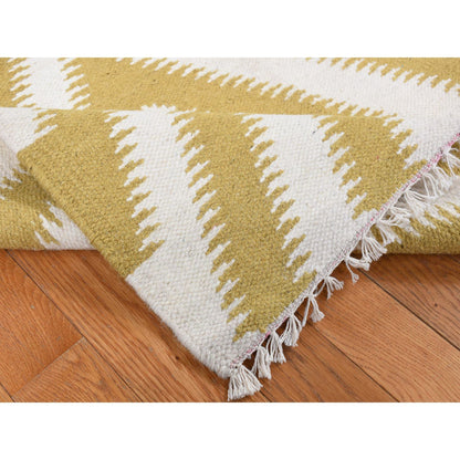 Flat Weave Wool Hand Woven Rug Yellow No Border 5.0X8.0 -O087887