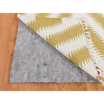 Flat Weave Wool Hand Woven Rug Yellow No Border 5.0X8.0 -O087888