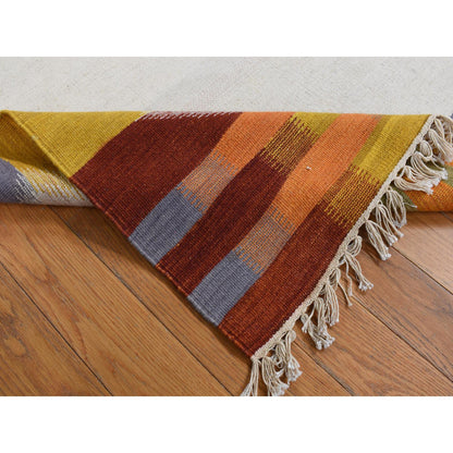 Flat Weave Wool Hand Woven Rug Ivory Multicolored 5.5X7.10 -O087890