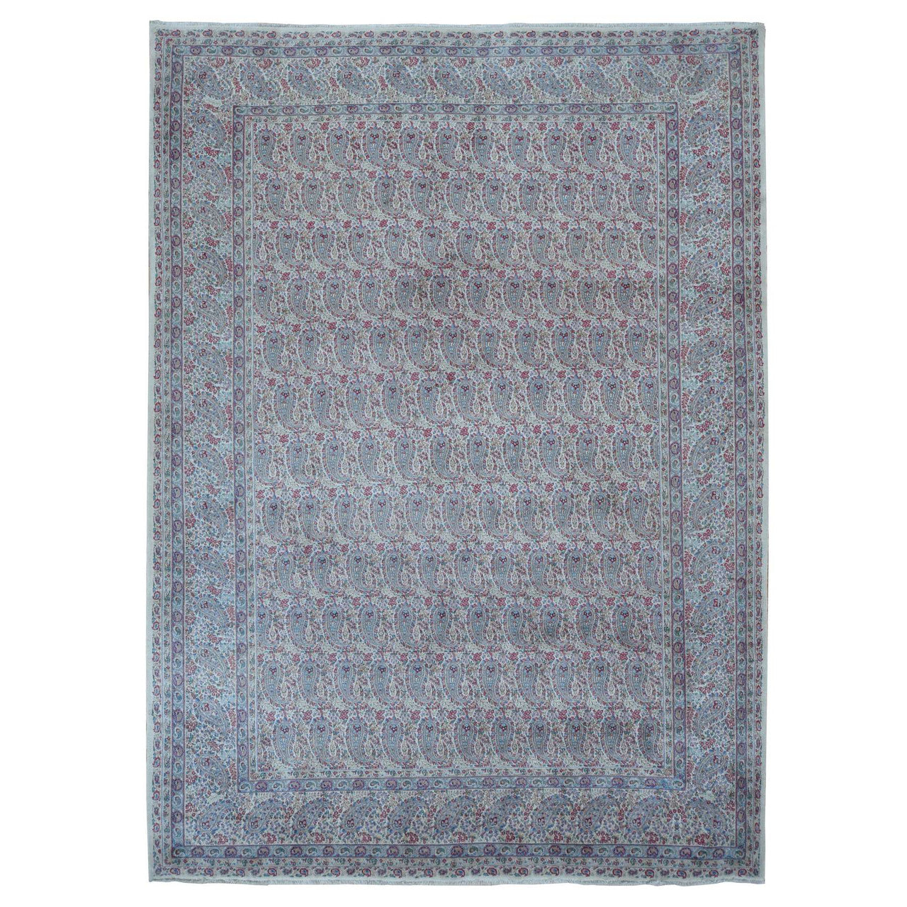 Fine Oriental Wool Hand Knotted Rug Ivory Ivory 8.9X12.1 -O087897