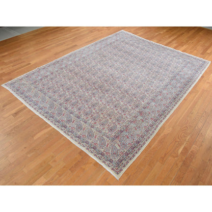 Fine Oriental Wool Hand Knotted Rug Ivory Ivory 8.9X12.1 -O087897