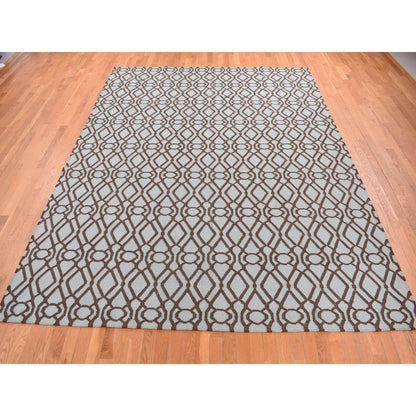 Flat Weave Wool Hand Woven Rug Green No Border 9.3X12.0 -O087900