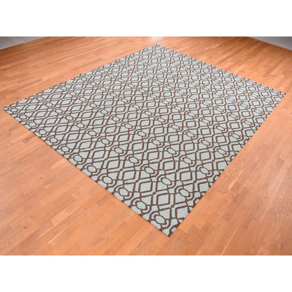 Flat Weave Wool Hand Woven Rug Green No Border 9.3X12.0 -O087900