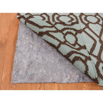 Flat Weave Wool Hand Woven Rug Green No Border 9.3X12.0 -O087900