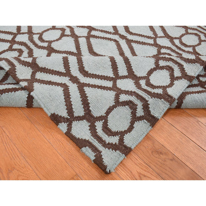 Flat Weave Wool Hand Woven Rug Green No Border 9.3X12.0 -O087900