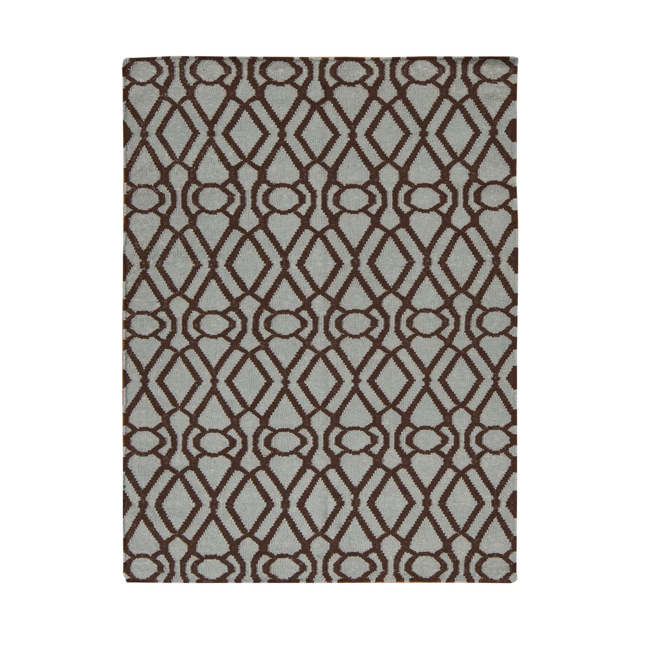 Green 4'3" x 5'10" Flat Weave Hand woven Wool Rug -O087901