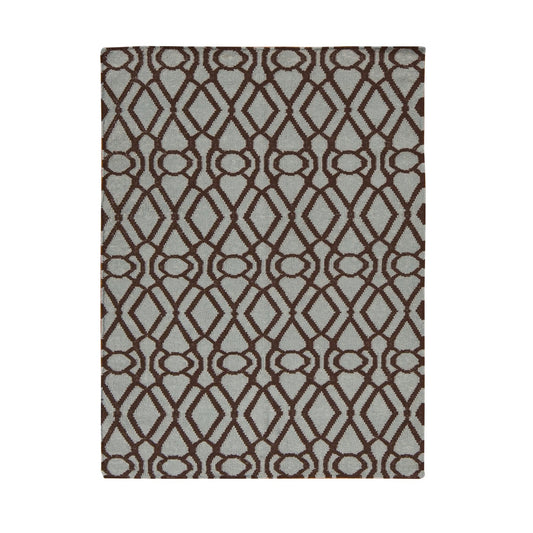 Flat Weave Wool Hand Woven Rug Green No Border 4.3X5.10 -O087901