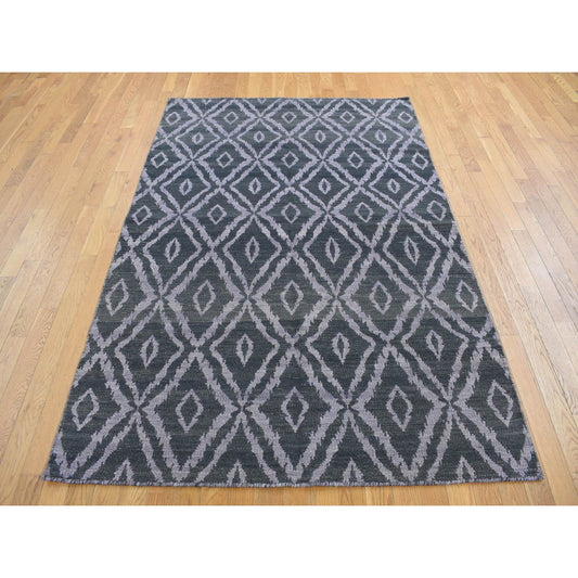 Flat Weave Wool Hand Woven Rug Black No Border 5.2X7.5 -O087902