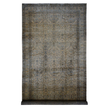 Fine Oriental Wool Hand Knotted Rug Brown Brown 10.8X20.5 -O087903