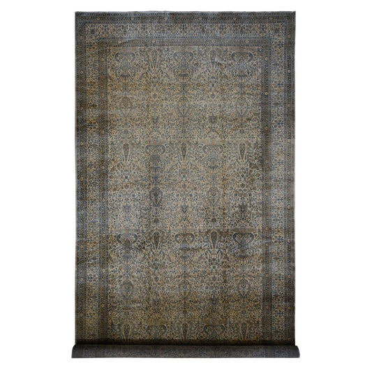 Fine Oriental Wool Hand Knotted Rug Brown Brown 10.8X20.5 -O087903