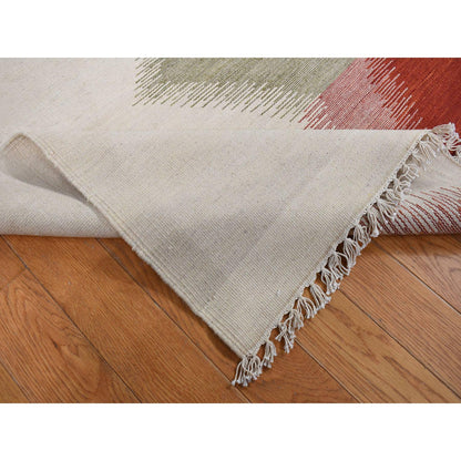 Flat Weave Wool Hand Woven Rug Ivory No Border 9.0X12.7 -O087906