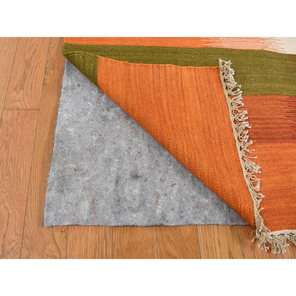 Flat Weave Wool Hand Woven Rug Ivory No Border 9.1X12.6 -O087909