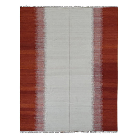 Flat Weave Wool Hand Woven Rug Ivory No Border 8.0X10.2 -O087910