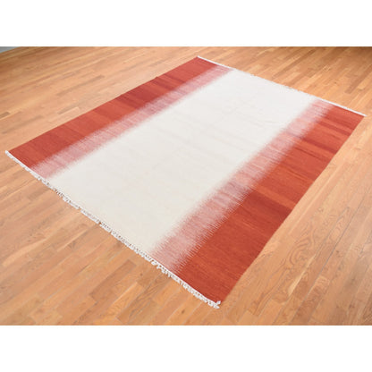 Flat Weave Wool Hand Woven Rug Ivory No Border 8.0X10.2 -O087910