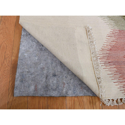 Flat Weave Wool Hand Woven Rug Ivory No Border 9.0X12.7 -O087911