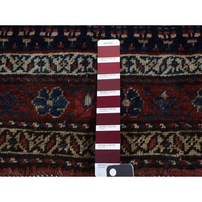 Antique Wool Hand Knotted Rug Blue Red 3.7X16.6 -O087914