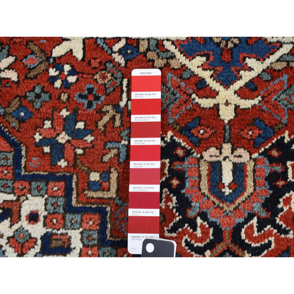 Heriz Wool Hand Knotted Rug Red Blue 4.9X5.10 -O087915
