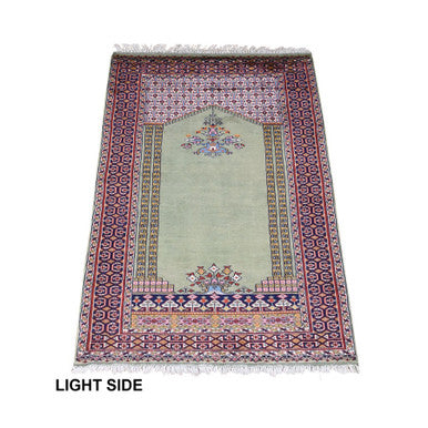 Tribal & Geometric Wool Hand Knotted Rug Green Blue 2.6X4.0 -O087917