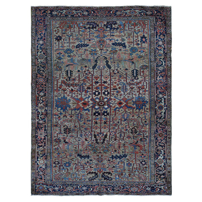 Heriz Wool Hand Knotted Rug Beige Blue 9.3X12.4 -O087918