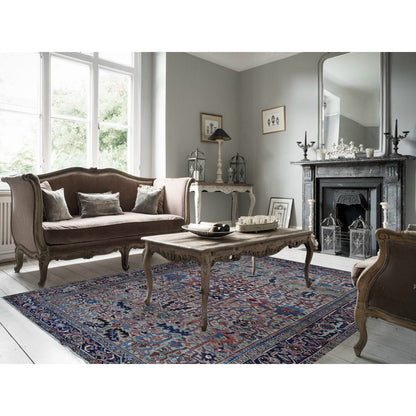 Heriz Wool Hand Knotted Rug Beige Blue 9.3X12.4 -O087918